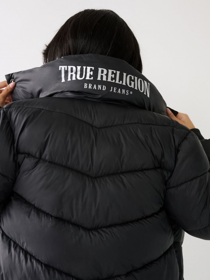 Ropa De Abrigo True Religion Logo Longline Puffer Negras | 24GQNZRXV