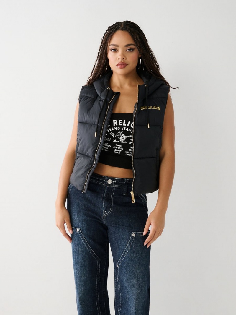 Ropa De Abrigo True Religion Puffer Vest Negras | 89QKCIXJR