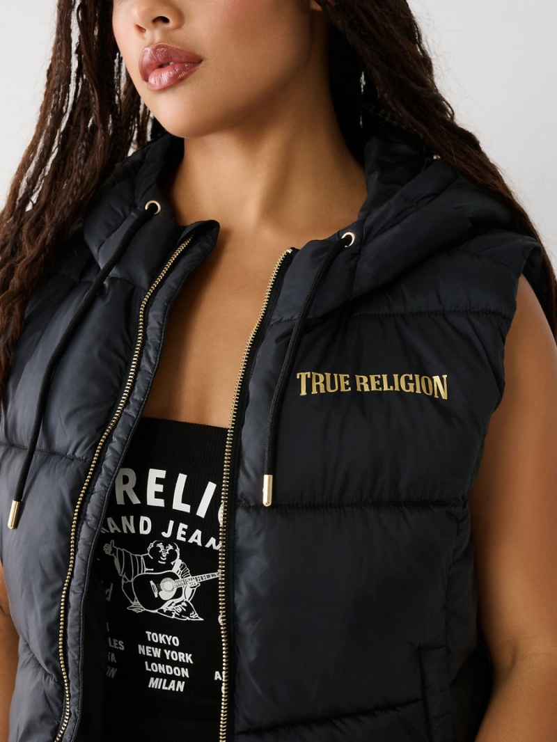 Ropa De Abrigo True Religion Puffer Vest Negras | 89QKCIXJR