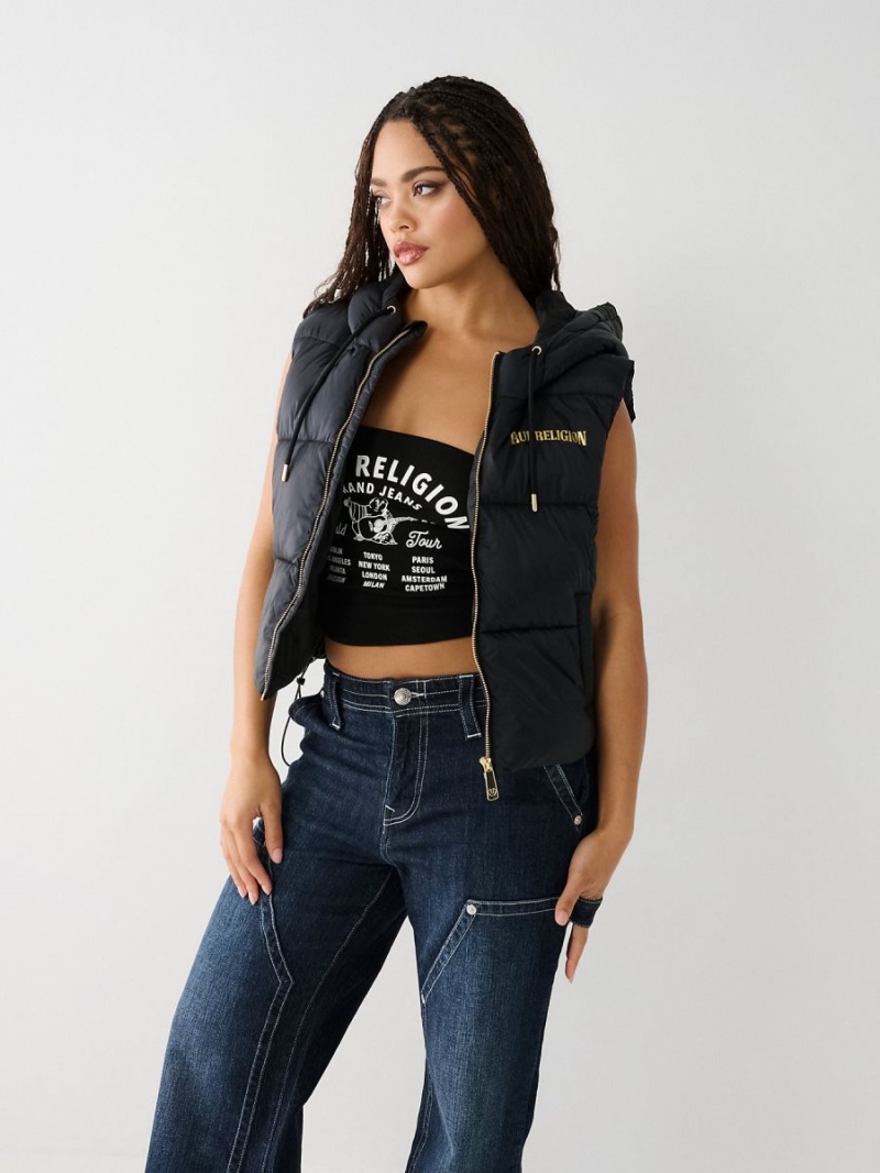 Ropa De Abrigo True Religion Puffer Vest Negras | 89QKCIXJR