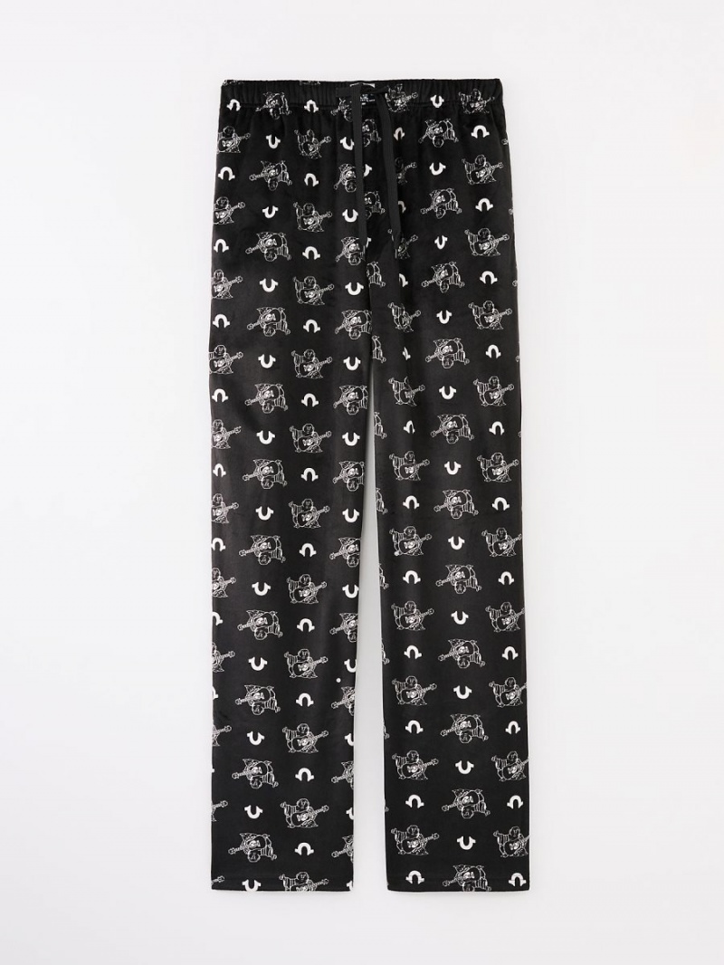 Ropa De Dormir True Religion Allover Print Buddha Pajama Black/White | 96DVKHTBQ