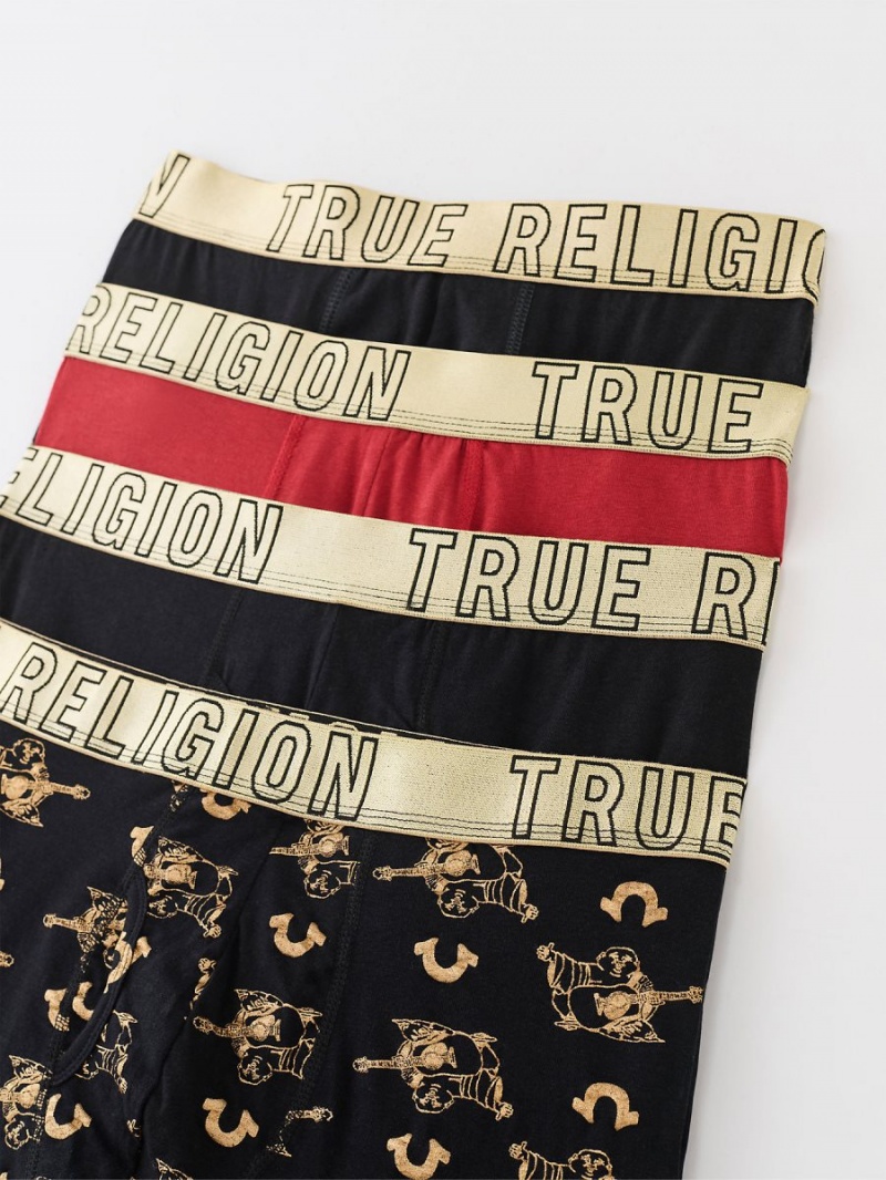 Ropa De Dormir True Religion Gold Buddha Brief - 4 Pack Negras | 92OJVWEXF