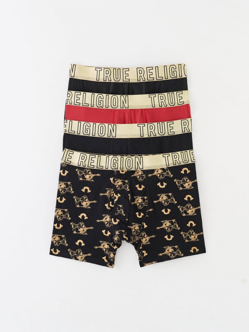 Ropa De Dormir True Religion Gold Buddha Brief - 4 Pack Negras | 92OJVWEXF