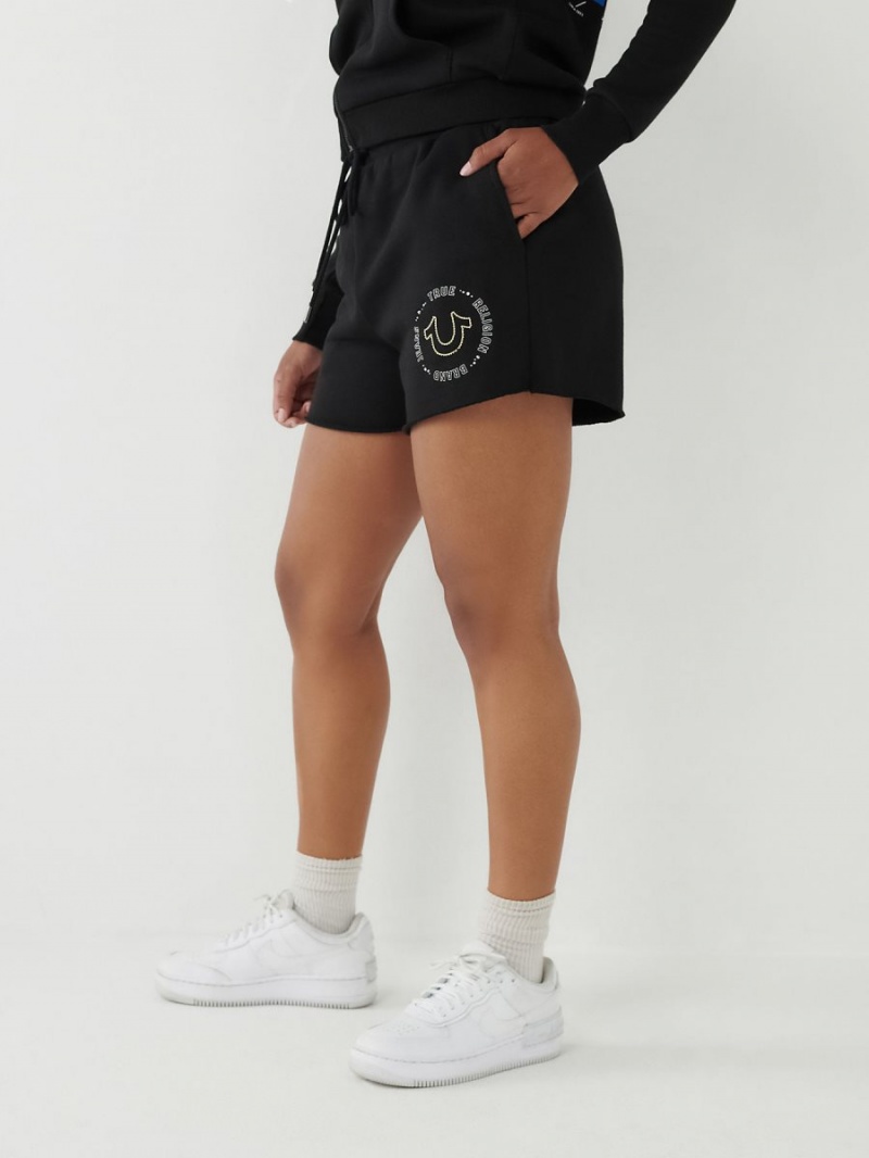 Short True Religion Crystal Sweat Negras | 76SBVWACE