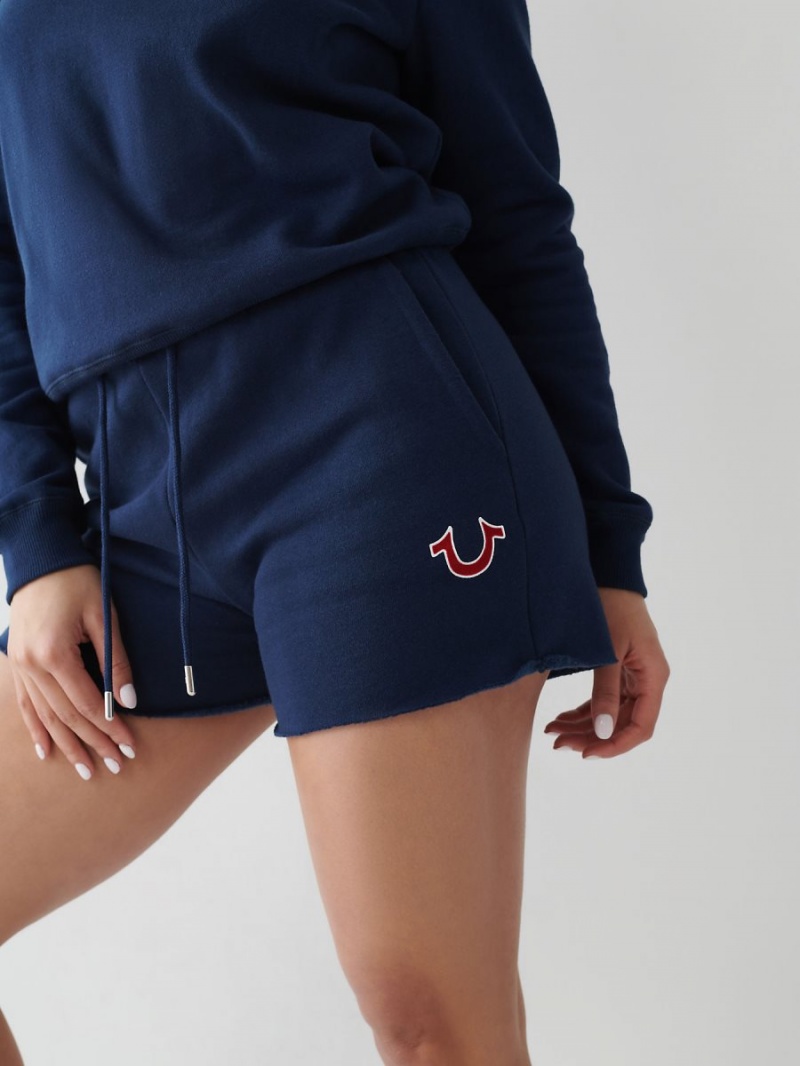 Short True Religion Logo Sweat Navy/Sapphire | 19JQPWYHF