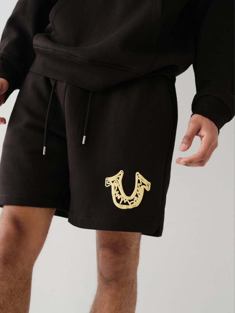 Short True Religion Logo Sweat Negras | 06DCROYXE