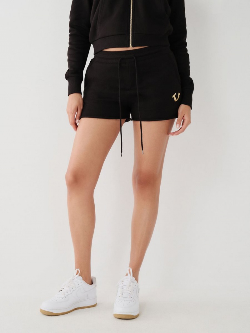 Short True Religion Logo Sweat Negras | 39SAPVHMC