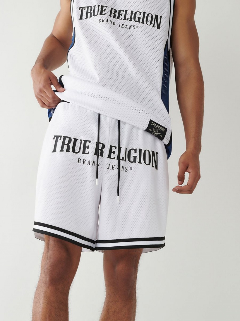 Short True Religion Mesh Logo Blancas | 63VWFYQTK