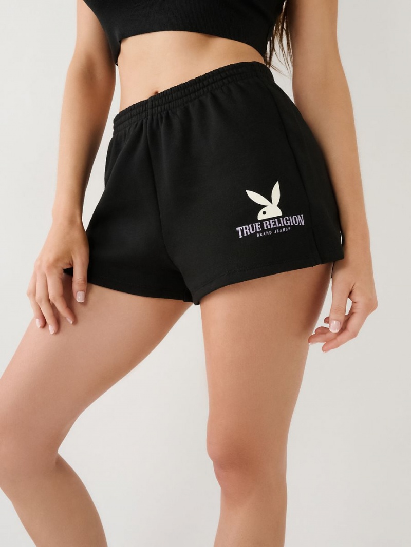 Short True Religion Playboy X Lounge Sweat Negras | 28ADTZFUP