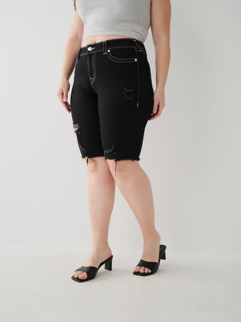 Short True Religion Riley Knee Negras | 06EFWQKRM