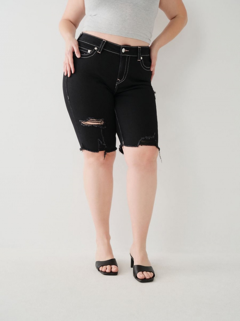 Short True Religion Riley Knee Negras | 06EFWQKRM