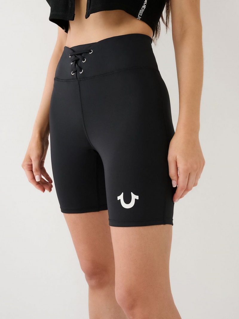 Short True Religion Ruched Encaje Up Ciclismo Negras | 87MNAQYSE