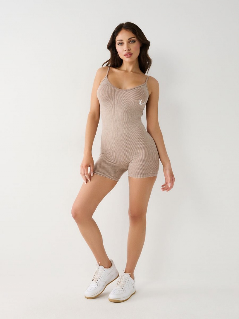 Short True Religion Seamless Bodysuit Sand Dune | 70WSZYKGT