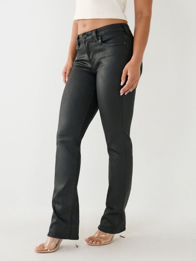 Straight Jeans True Religion Billie Coated Mid Rise Negras | 43SZYJCTX