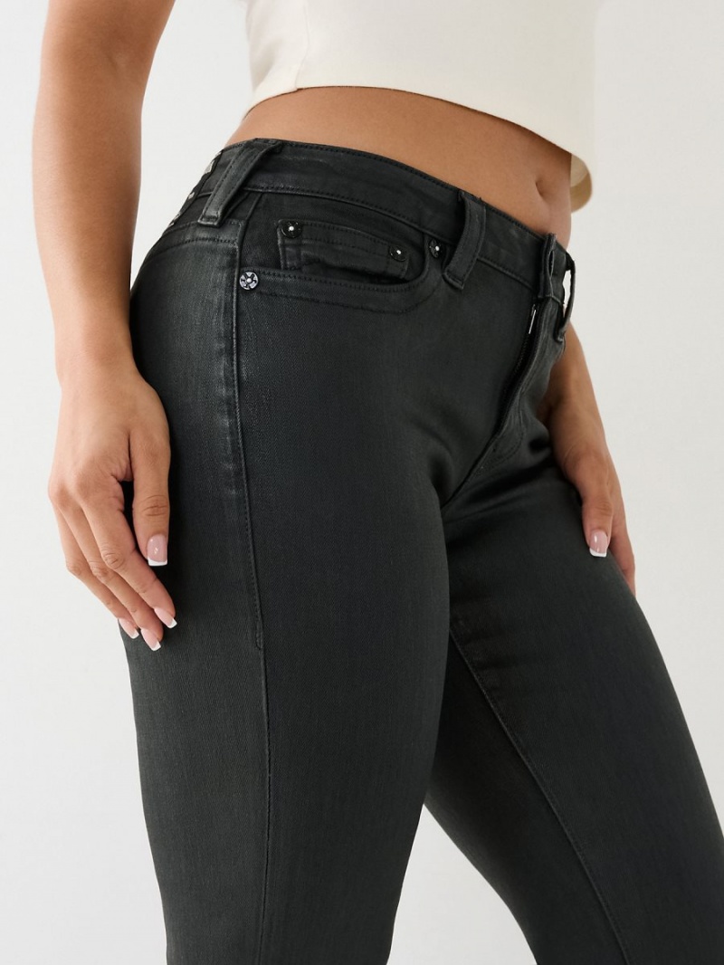 Straight Jeans True Religion Billie Coated Mid Rise Negras | 43SZYJCTX