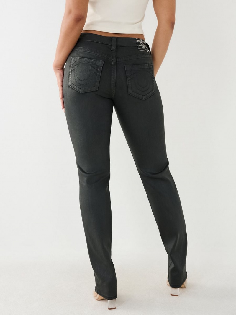 Straight Jeans True Religion Billie Coated Mid Rise Negras | 43SZYJCTX