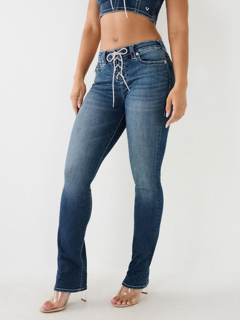 Straight Jeans True Religion Crystal Encaje Up Mid-rise Billie Love In A Mist | 64UKDTEBQ