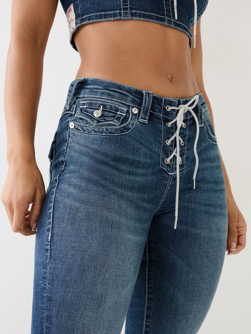 Straight Jeans True Religion Crystal Encaje Up Mid-rise Billie Love In A Mist | 64UKDTEBQ