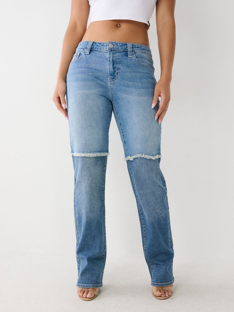 Straight Jeans True Religion Paneled Azules | 17PCVFOJK