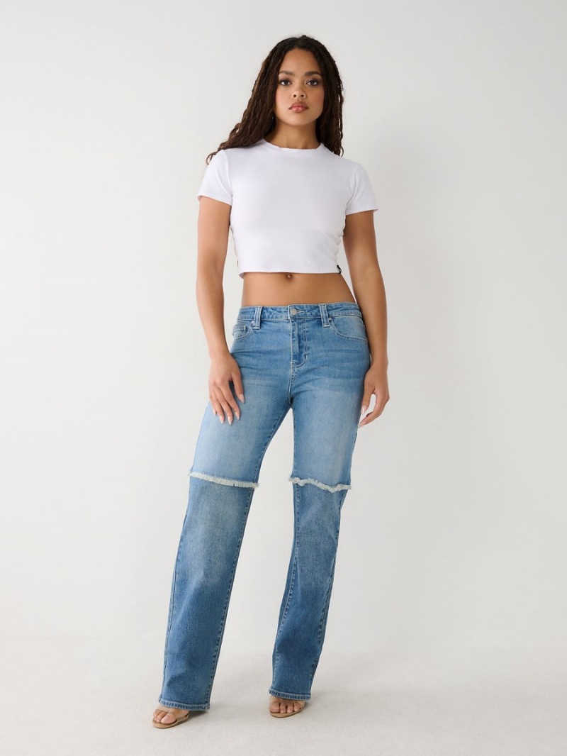 Straight Jeans True Religion Paneled Azules | 17PCVFOJK