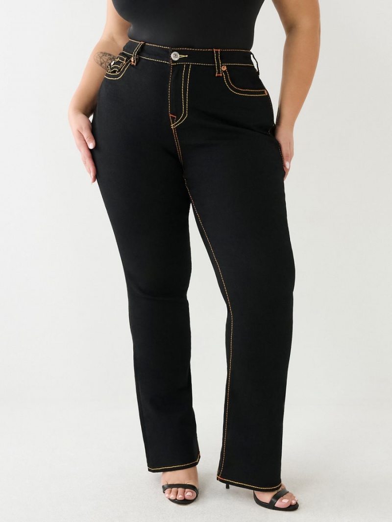 Straight Jeans True Religion Plus Becca Big T Negras | 36RIMNGWE