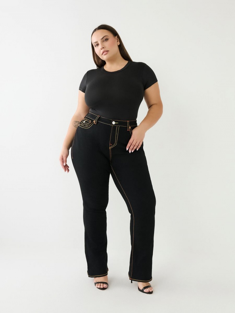 Straight Jeans True Religion Plus Becca Big T Negras | 36RIMNGWE