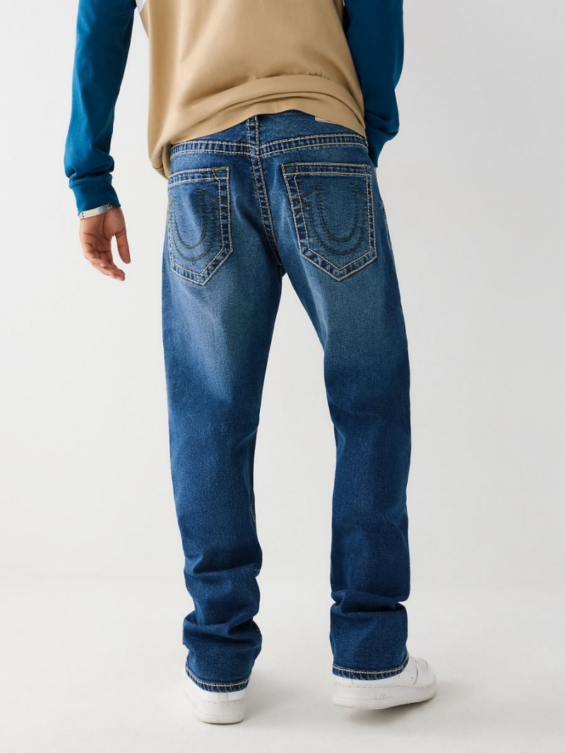 Straight Jeans True Religion Ricky Big T Stitch Azules | 93TKIFXVJ