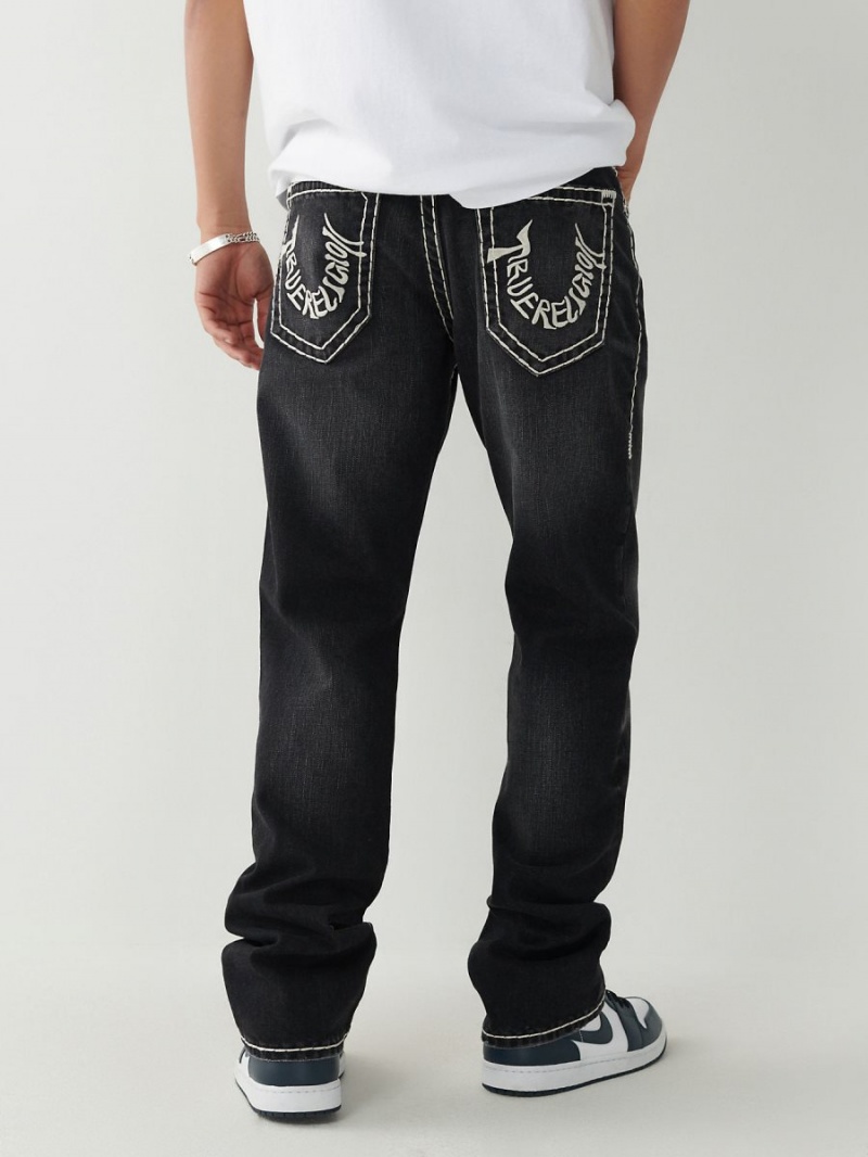 Straight Jeans True Religion Ricky Embroidery Super T Negras Azules | 42MIKPRHY