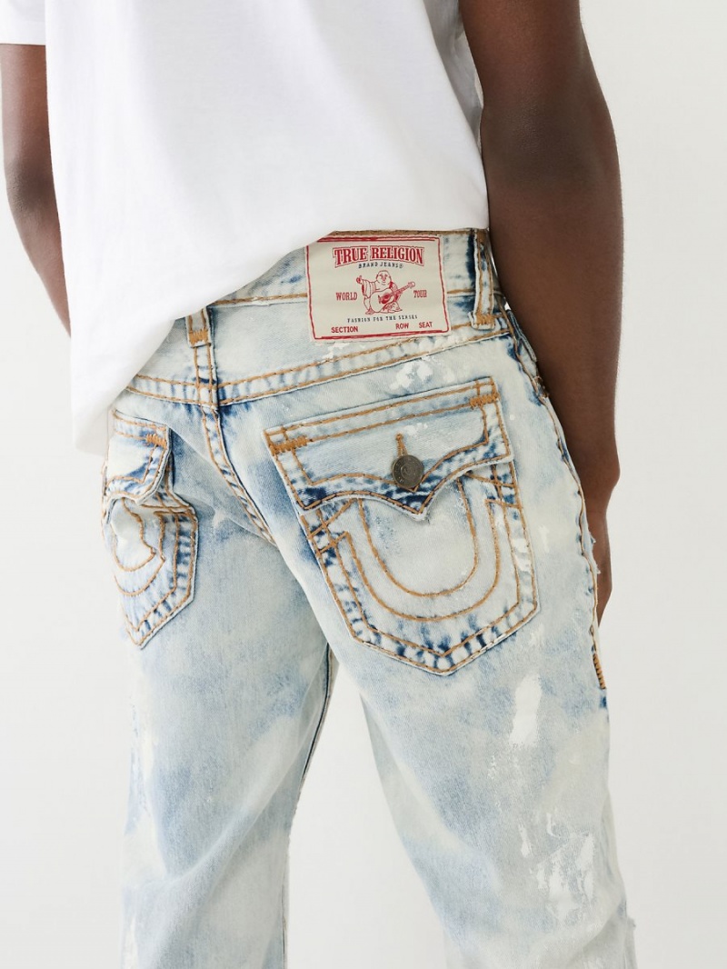 Straight Jeans True Religion Ricky Paint Splatter Bleach Wash Azules Claro | 17MIDXLTO