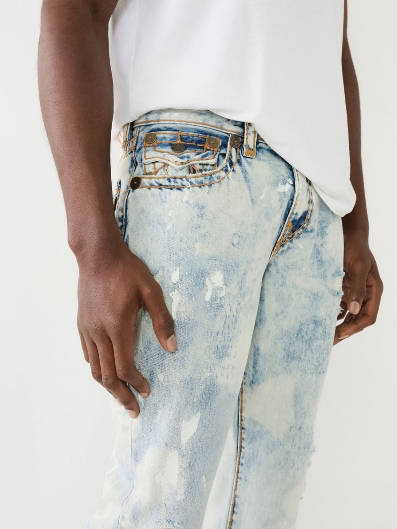 Straight Jeans True Religion Ricky Paint Splatter Bleach Wash Azules Claro | 17MIDXLTO