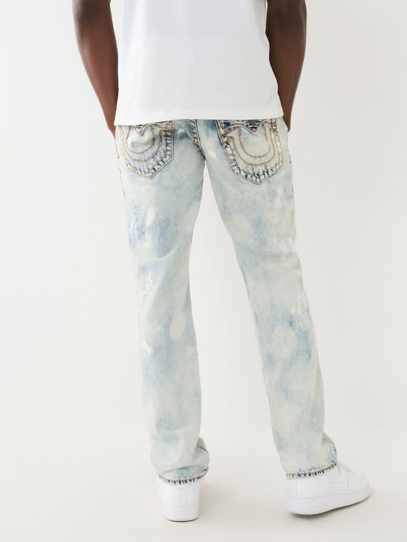 Straight Jeans True Religion Ricky Paint Splatter Bleach Wash Azules Claro | 17MIDXLTO