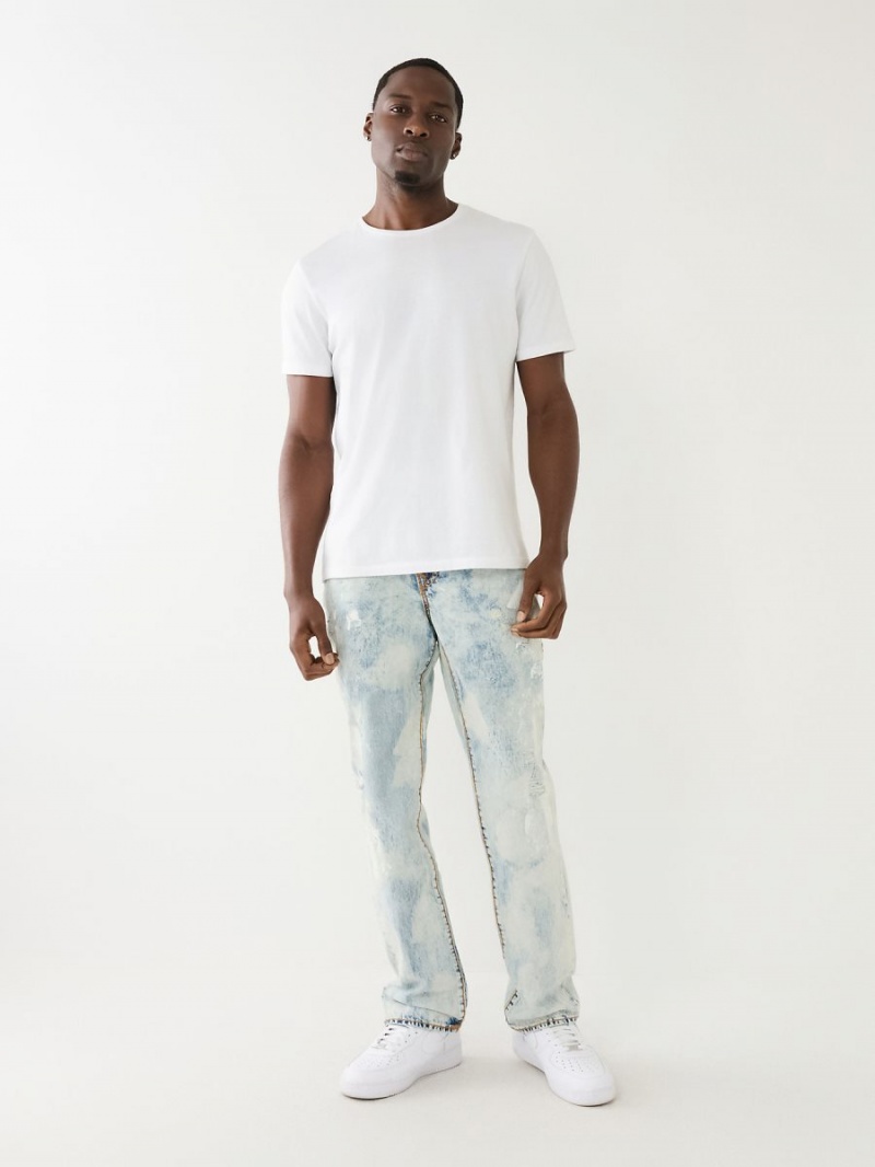 Straight Jeans True Religion Ricky Paint Splatter Bleach Wash Azules Claro | 17MIDXLTO