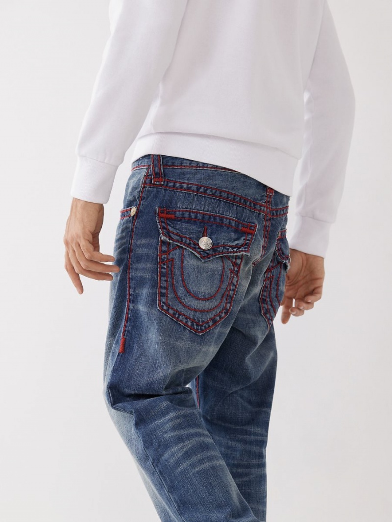 Straight Jeans True Religion Ricky Red Stitch Super T OLD GLORY | 15GSBNDKR