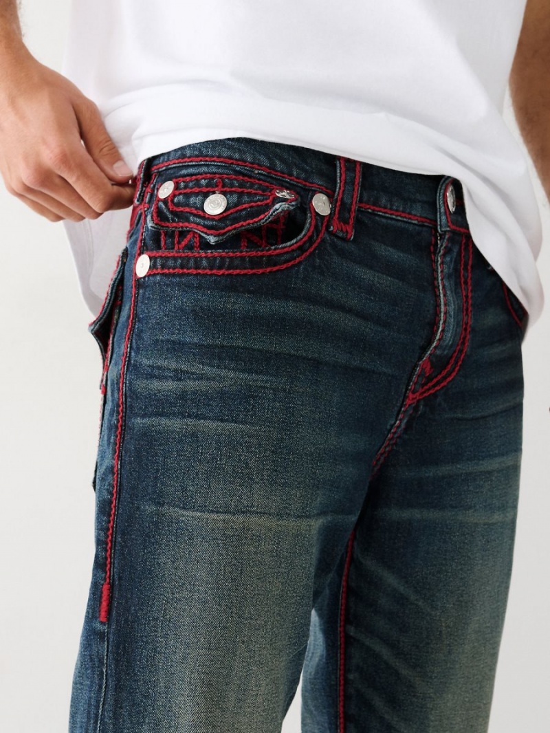 Straight Jeans True Religion Ricky Rope Stitch Azules Oscuro | 58FJGNMYB