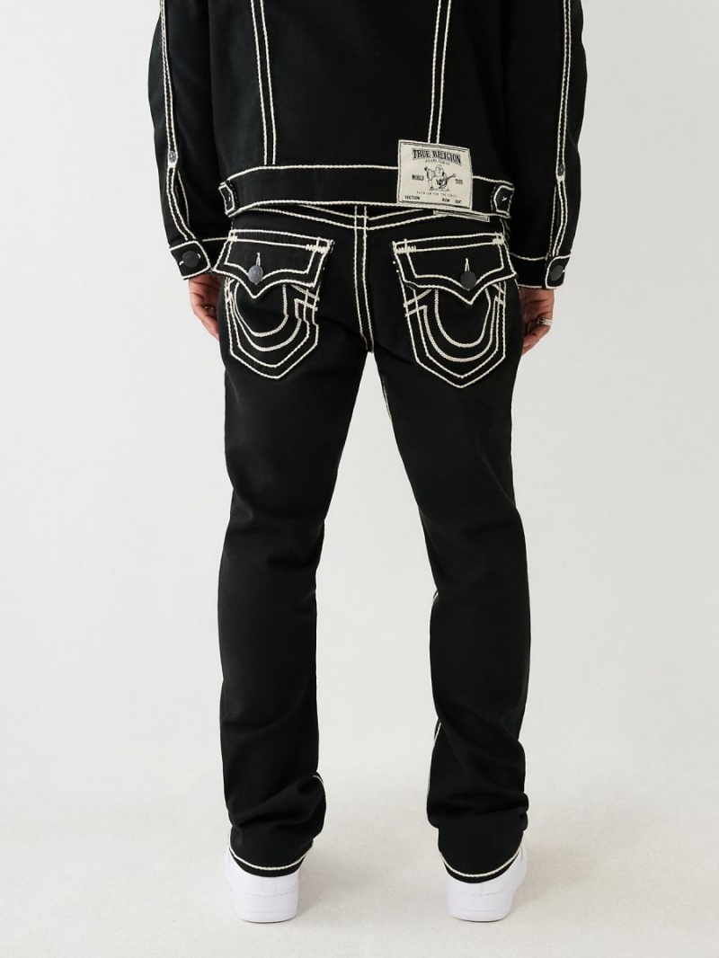 Straight Jeans True Religion Ricky Rope Stitch Negras | 73XELCTIB