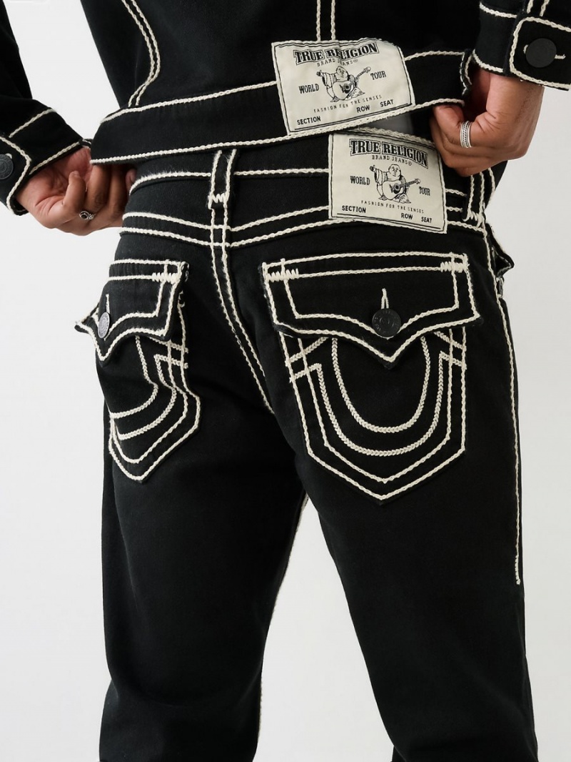 Straight Jeans True Religion Ricky Rope Stitch Negras | 73XELCTIB