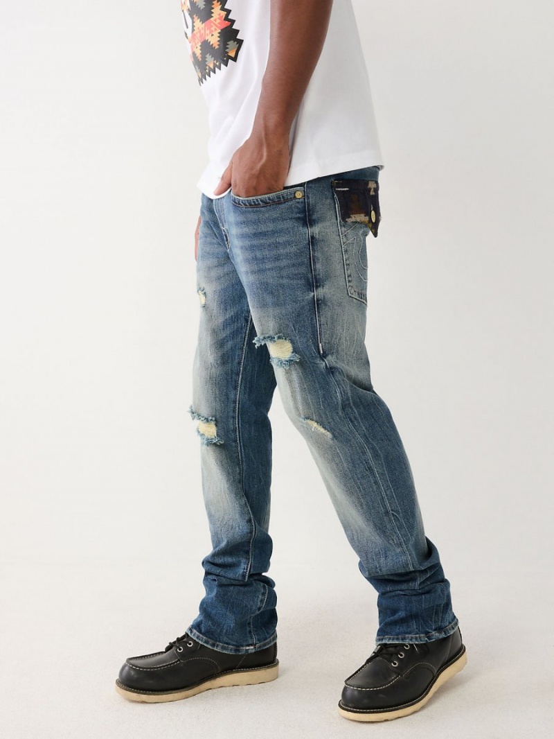 Straight Jeans True Religion Ricky Southwestern Flap Azules | 74QUXROJH