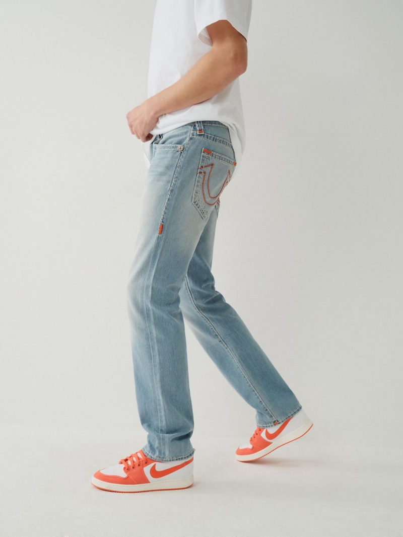 Straight Jeans True Religion Ricky Super T Stitch Azules Claro | 41XGVPLDS