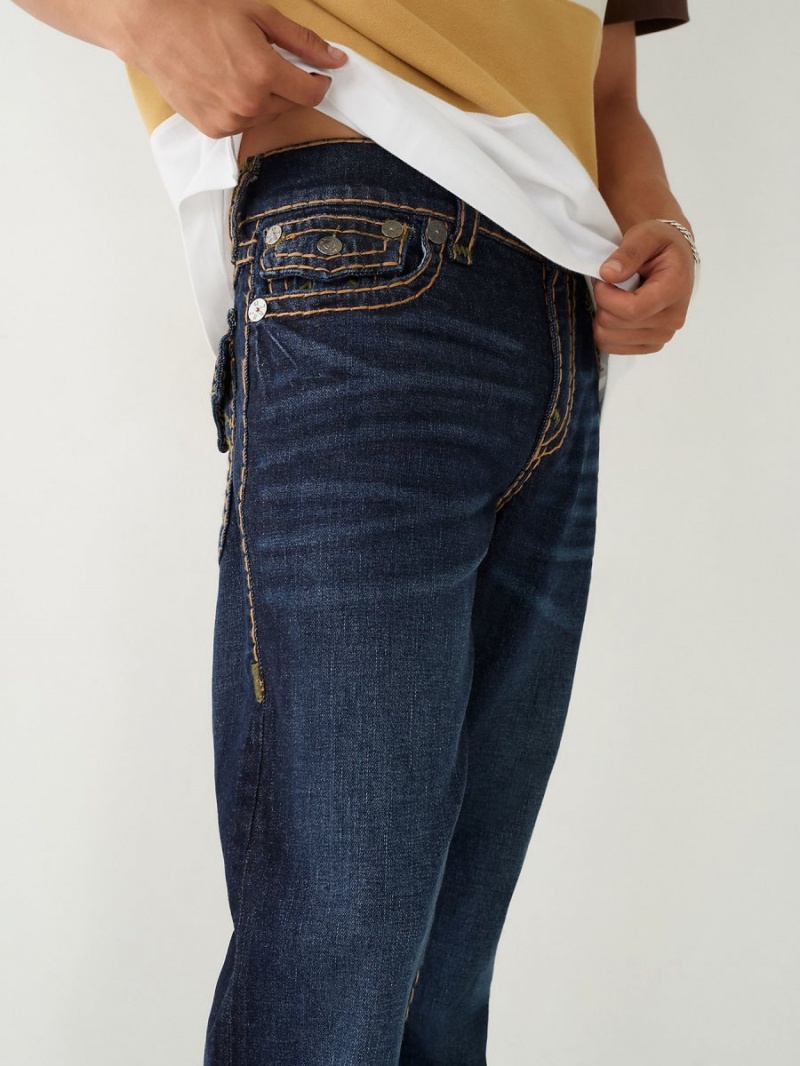 Straight Jeans True Religion Ricky Super T Stitch Azules Oscuro | 36UVTHJEG