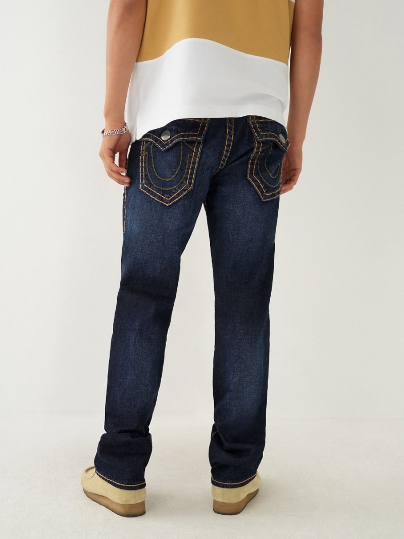 Straight Jeans True Religion Ricky Super T Stitch Azules Oscuro | 36UVTHJEG