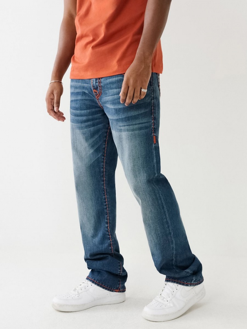 Straight Jeans True Religion Ricky Super T Stitch Azules | 27BQLKIWO