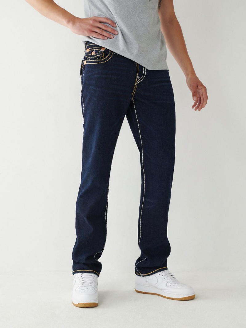 Straight Jeans True Religion Ricky Super T Stitch Azules Oscuro | 29VKYAFET