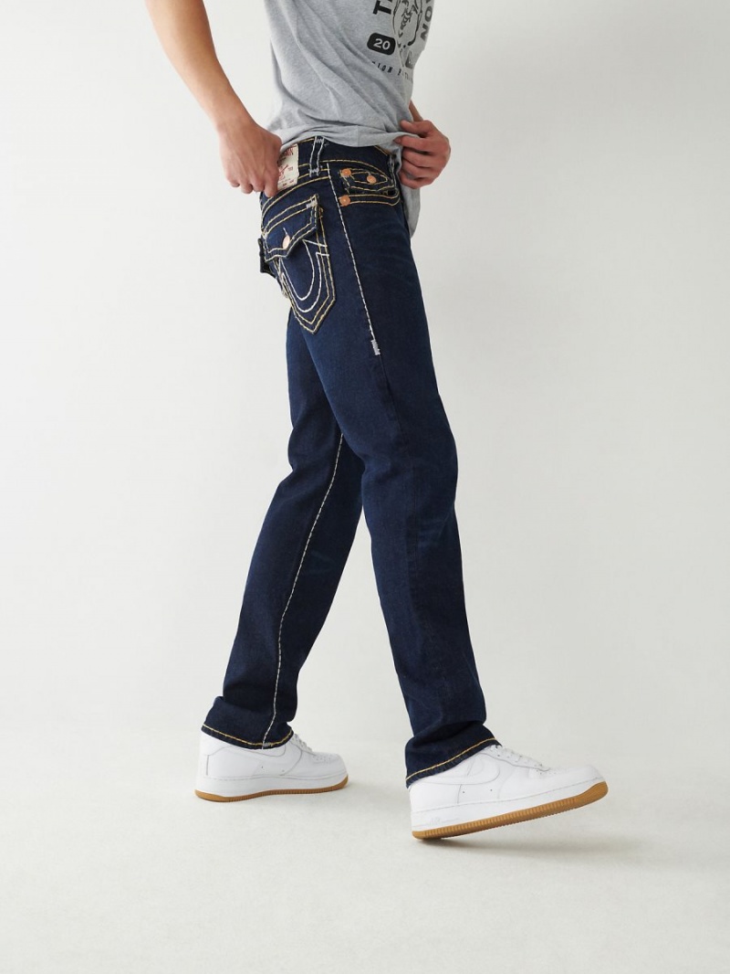 Straight Jeans True Religion Ricky Super T Stitch Azules Oscuro | 29VKYAFET