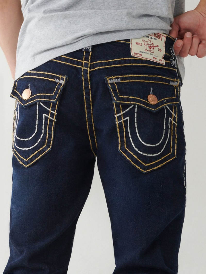 Straight Jeans True Religion Ricky Super T Stitch Azules Oscuro | 29VKYAFET