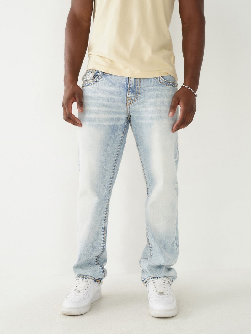 Straight Jeans True Religion Ricky Super T Stitch Azules Claro | 82PFQZSRG