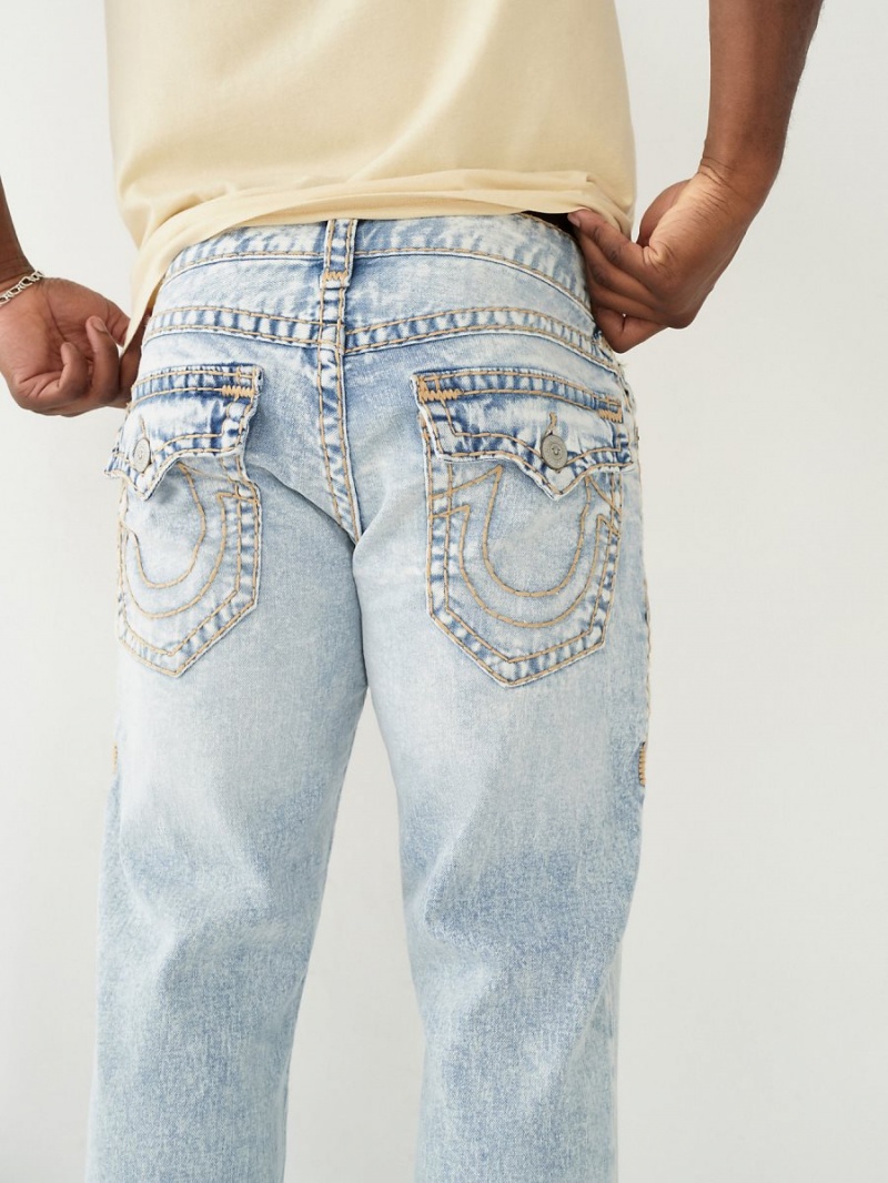 Straight Jeans True Religion Ricky Super T Stitch Azules Claro | 82PFQZSRG