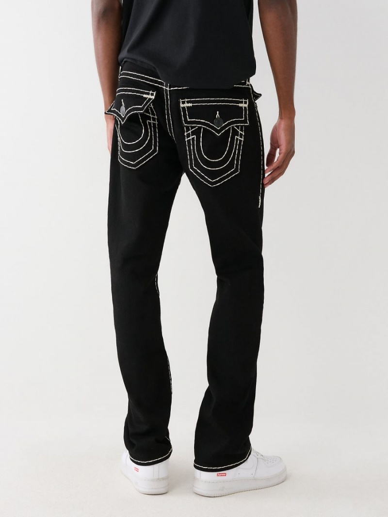 Straight Jeans True Religion Ricky Super T Stitch Negras | 58EKYAOHD