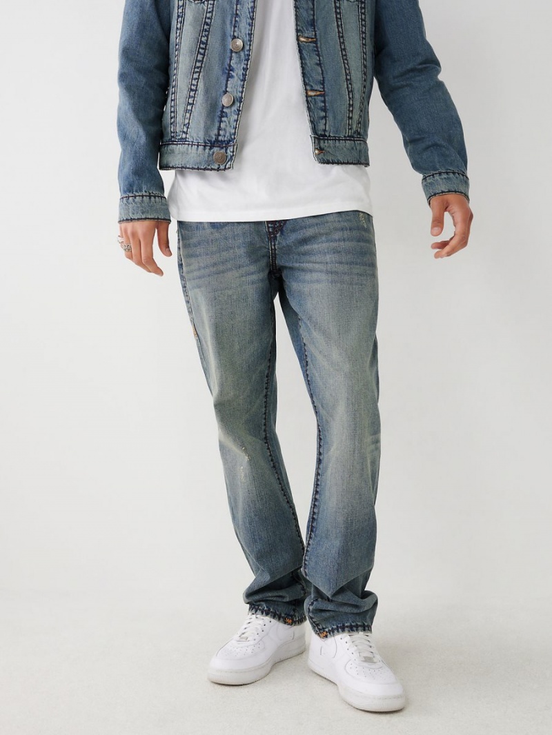 Straight Jeans True Religion Ricky Super T Stitch Azules | 67IGWQPZA