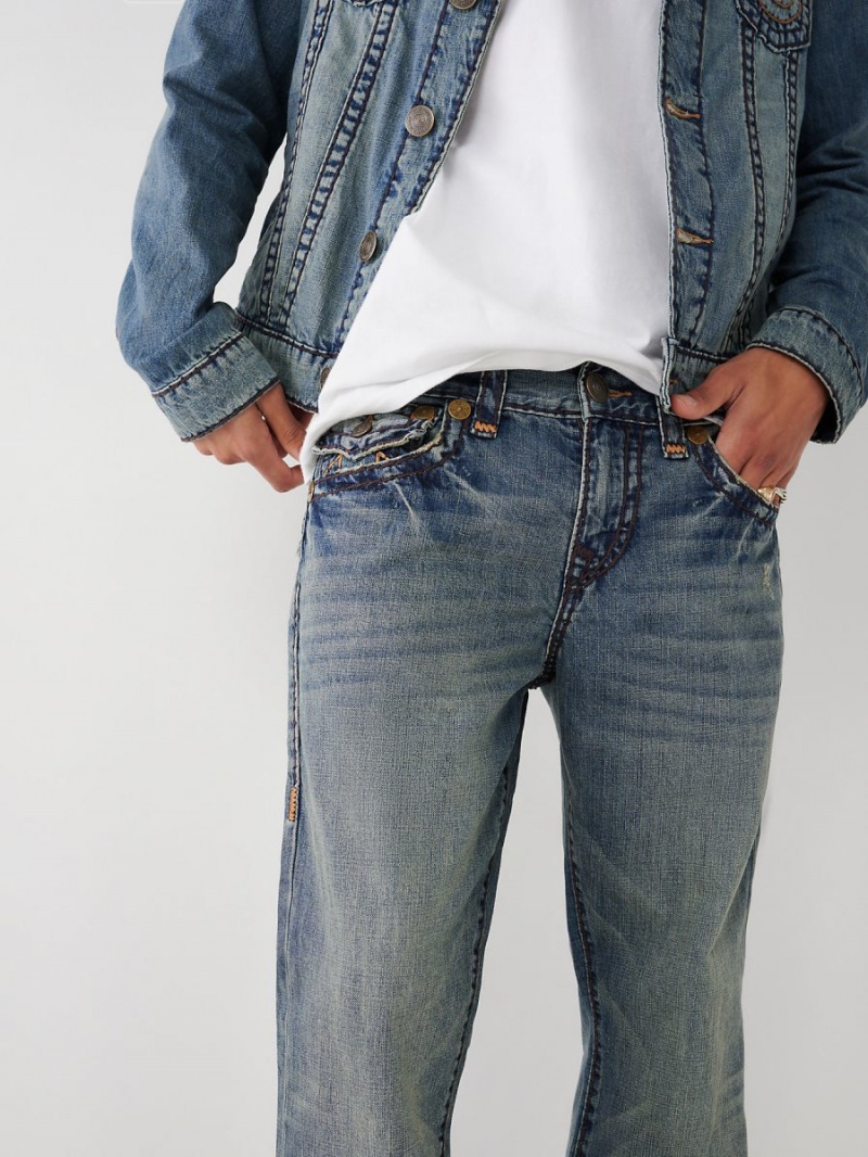 Straight Jeans True Religion Ricky Super T Stitch Azules | 67IGWQPZA