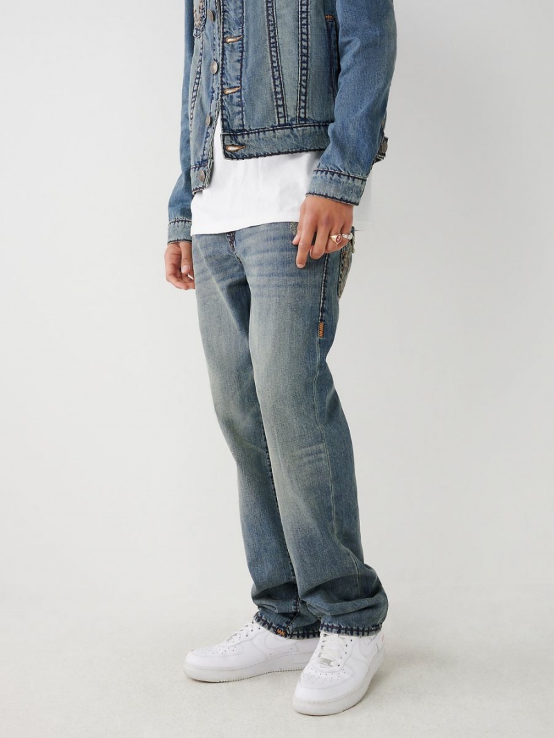 Straight Jeans True Religion Ricky Super T Stitch Azules | 67IGWQPZA